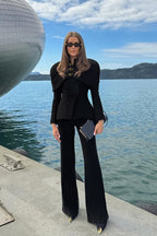 Chic Black Waist Defined Blazer