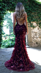 Sequin Backless V-Neck Strappy Tie Dress Party Dress