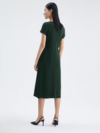 Cap Sleeve Center Back Seam Relaxed Fit Midi Dress
