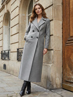 Maxi Double-breasted Woolen Coat in Sophisticated Straight Cut For Women 2026