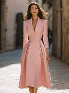 Elegant Pleated Blazer Midi Dress