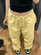 Vintage Pleated Drawstring Cargo Pants