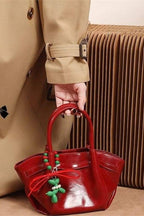 Red Puppy Motif Dumpling Bag Elegant Crossbody Wedding Bag