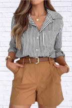 Striped Button-Down Shirt | Classic Women__ Long Sleeve