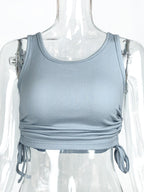 Simple Cami Tops Round Neck Drawstring Convertible Casual Camis