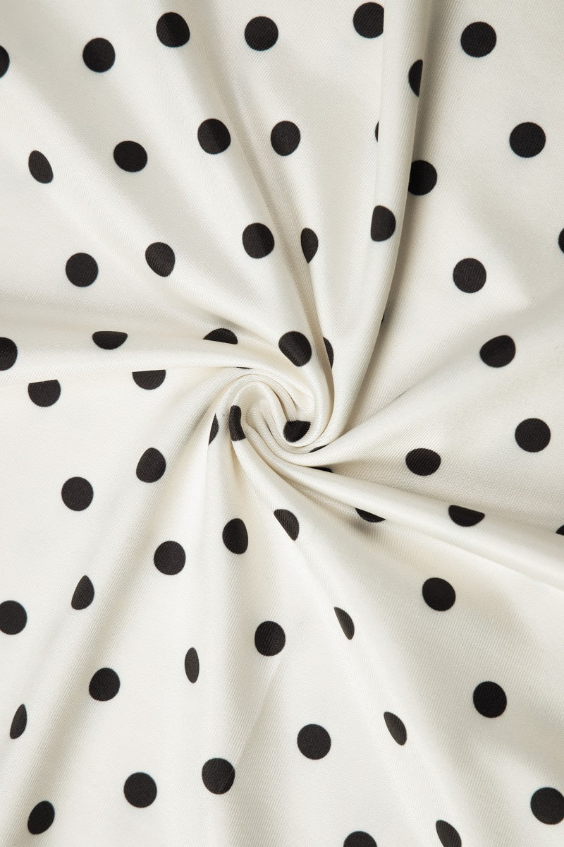 Off Shoulder Polka Dot Twist Front Ruffle Sleeve Bodycon Mini Dress