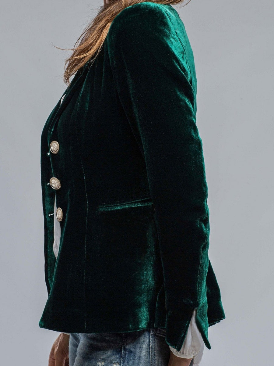 Velvet Blazer-Style Outerwear Top