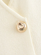 V-neck With Gold Buttons Vest Pleated Skirt 2-piece Sets