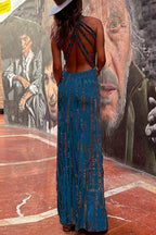 Criss Cross Open Back Tie Dye Maxi Dress