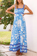 Ric Rac Trim Pocketed Unique Print Maxi Cami Dress