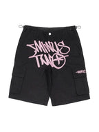 Hip Pop Contrast Letter Print Drawstring Shorts