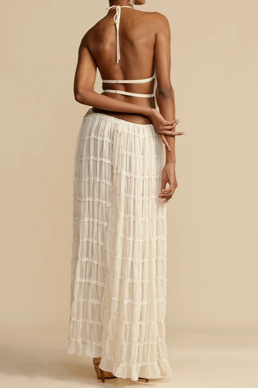 Ruched Halter Cami And Maxi Skirt Dress