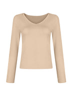 Solid V Neck Slim Long Sleeve Tee