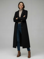 Woolen Long Straight Coat With Single-Breasted And Classic Notch Lapel For Women 2026