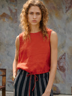 Short Linen Cropped Tank Top