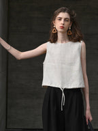 Short Linen Cropped Tank Top