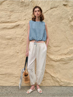 Short Linen Cropped Tank Top