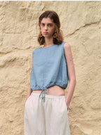 Short Linen Cropped Tank Top