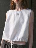 Short Linen Cropped Tank Top