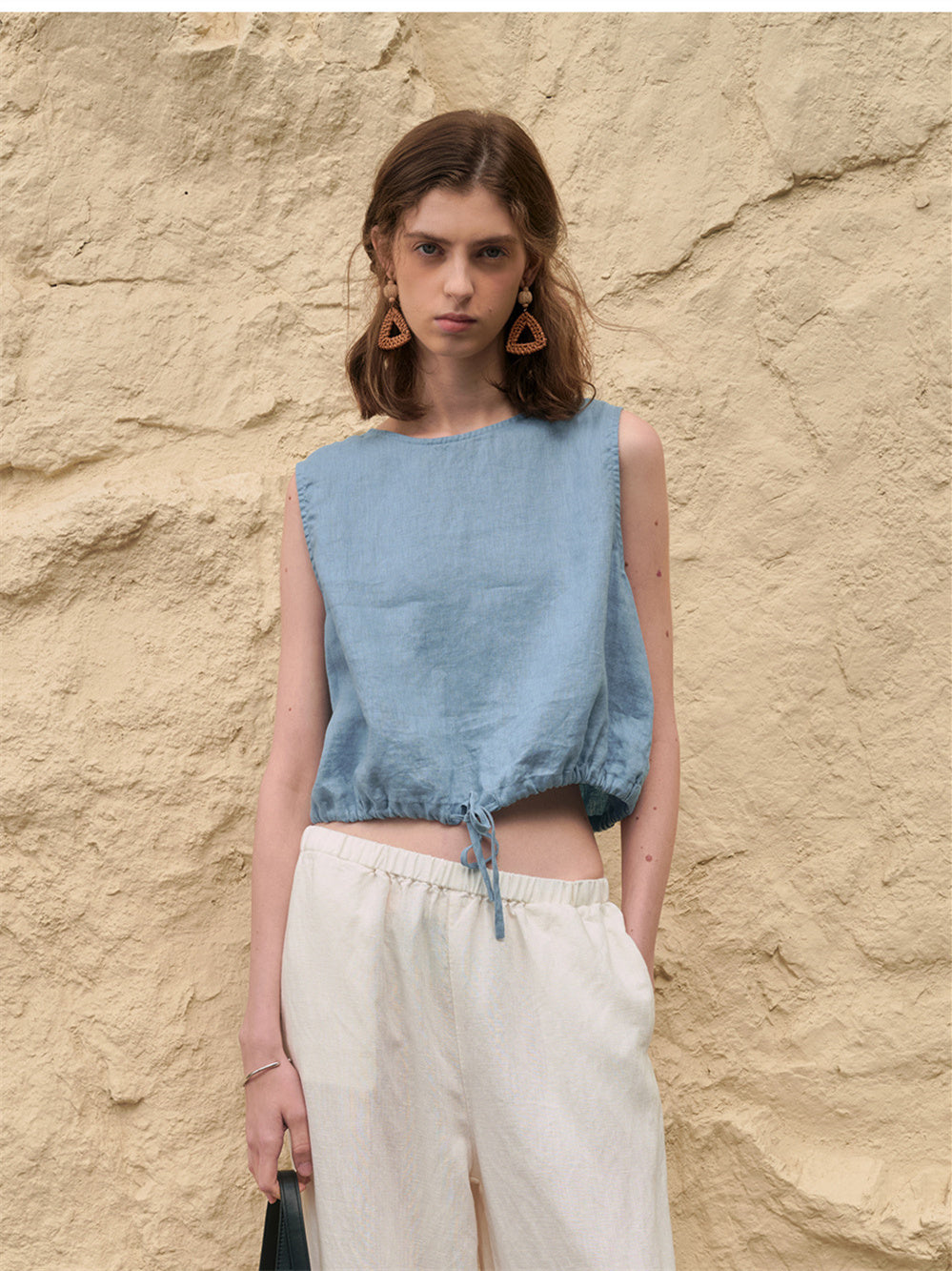 Short Linen Cropped Tank Top