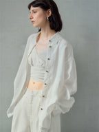 Solid Color Linen Off-shoulder Vacation Style Vest
