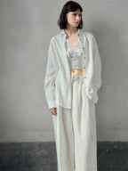 Solid Color Linen Off-shoulder Vacation Style Vest