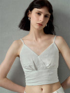 Solid Color Linen Off-shoulder Vacation Style Vest