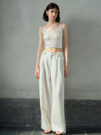 Solid Color Linen Off-shoulder Vacation Style Vest