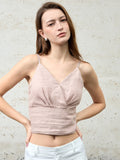 Solid Color Linen Off-shoulder Vacation Style Vest