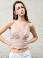 Solid Color Linen Off-shoulder Vacation Style Vest