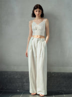 Solid Color Linen Off-shoulder Vacation Style Vest