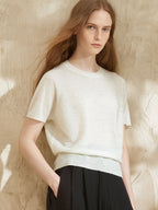 Simple Solid Color Three-quarter Sleeve Loose Blend Fabric T T-shirt