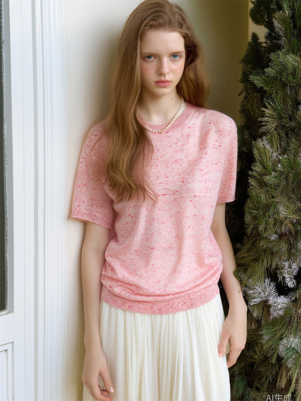 Simple Solid Color Three-quarter Sleeve Loose Blend Fabric T T-shirt