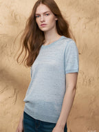 Simple Solid Color Three-quarter Sleeve Loose Blend Fabric T T-shirt