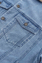 Collared Neck Button Front Denim Jacket