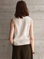 Solid Color Textured Linen Inner Vest