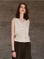 Solid Color Textured Linen Inner Vest