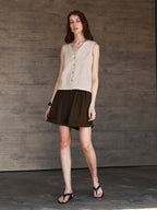 Solid Color Textured Linen Inner Vest