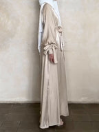 Elegant Puffy Sleeves Lace-up Dress