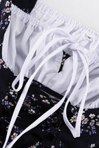 Two Piece Puff Sleeve Strapless Floral Dress