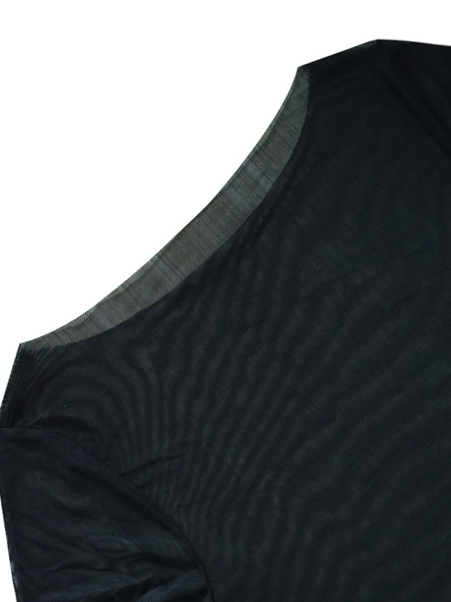 Mesh See-through Off Shoulder Sexy Maxi Dresses