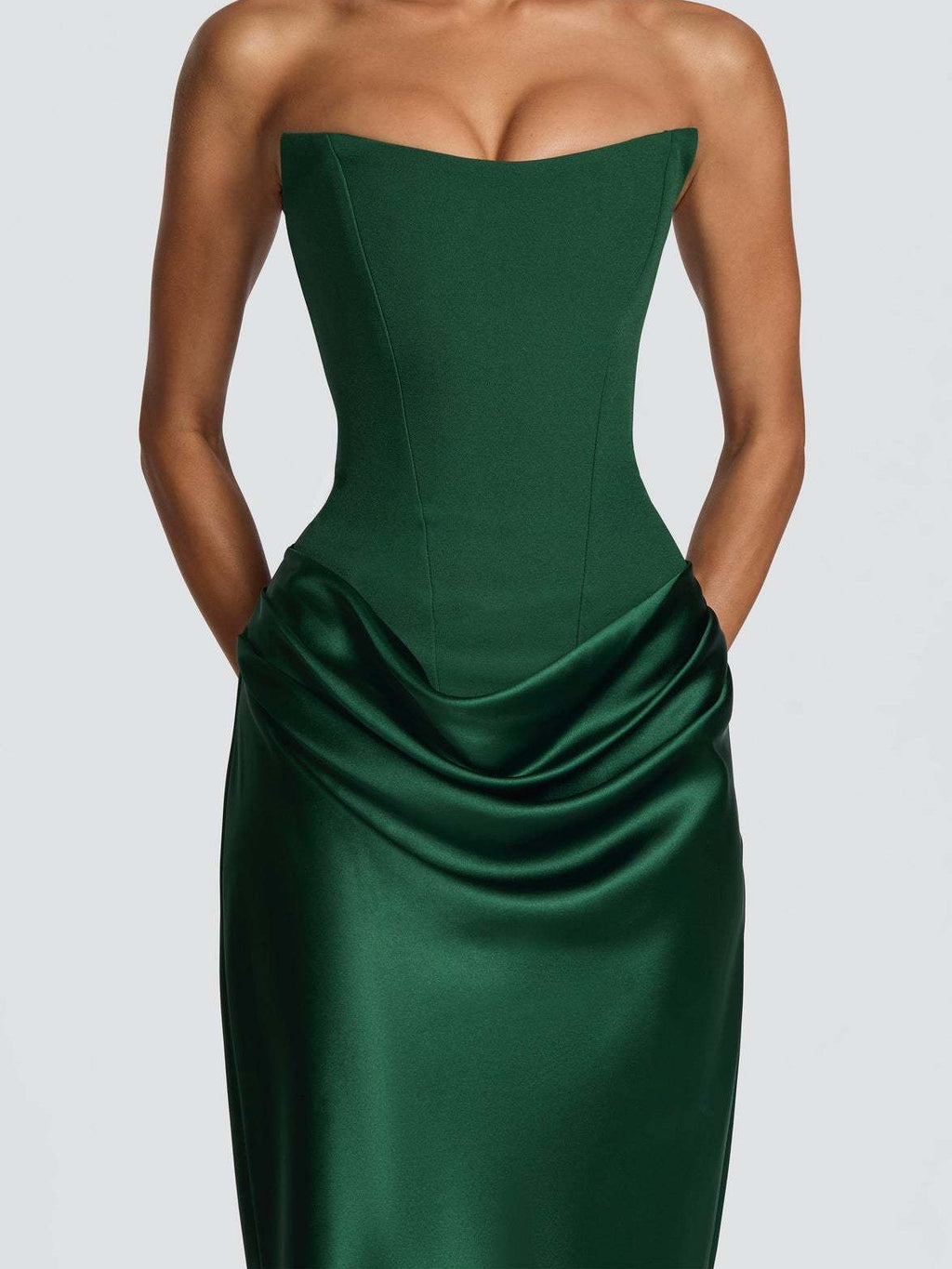 Satin Tie Ribbon Off-shoulder Sexy Strapless Bodycon Maxi Dress With Cinched Waist