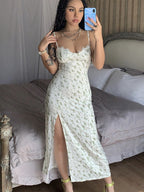 Floral Print Slit Spaghetti Strap Maxi Dress