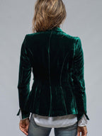 Velvet Blazer-Style Outerwear Top
