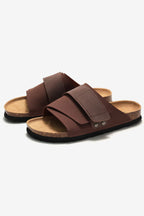 Frosted Leather Beach Slip-on Sandals