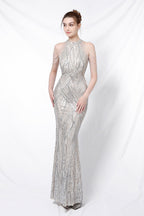 Sequin Halter Mermaid Maxi Dress