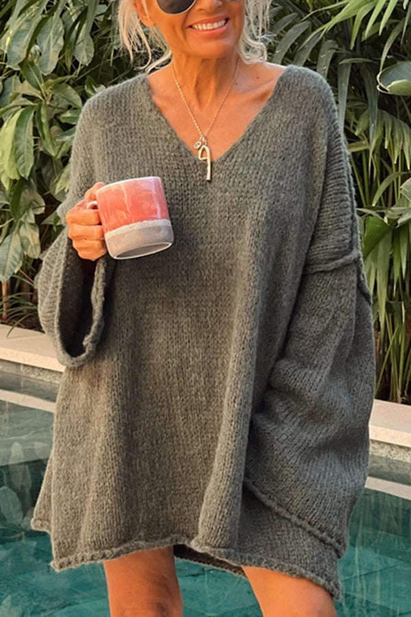 | Patchwork knitted sweater, V-neck, long sleeves