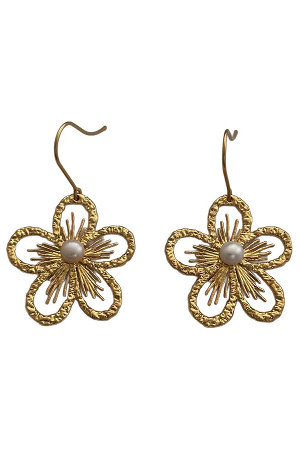Pearl Openwork Flower Earrings