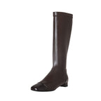 Colorblock Low Heel Dongdaemun Casual All-match Square Toe Boots Women