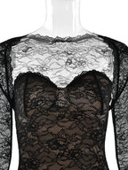 Elegant Black Floral Lace Shrug Maxi Dress Bodycon Evening Gown For Women 2026